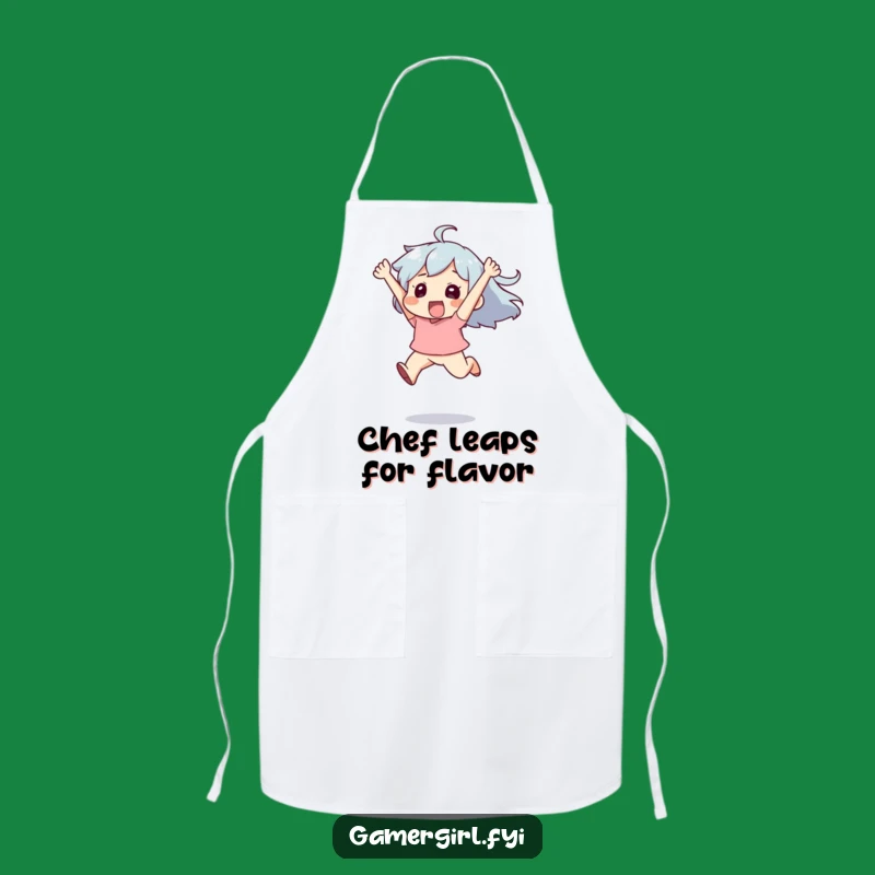 Funny Chef's 'Leap of Flavor' Apron - Exhilarated Character Cooking