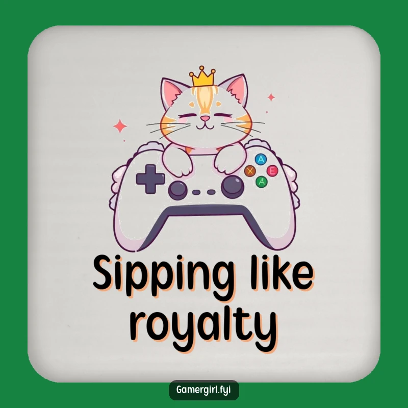 Funny Cat Coasters: Protect Surfaces with Royal Flair - Hilarious Gamer Gift!