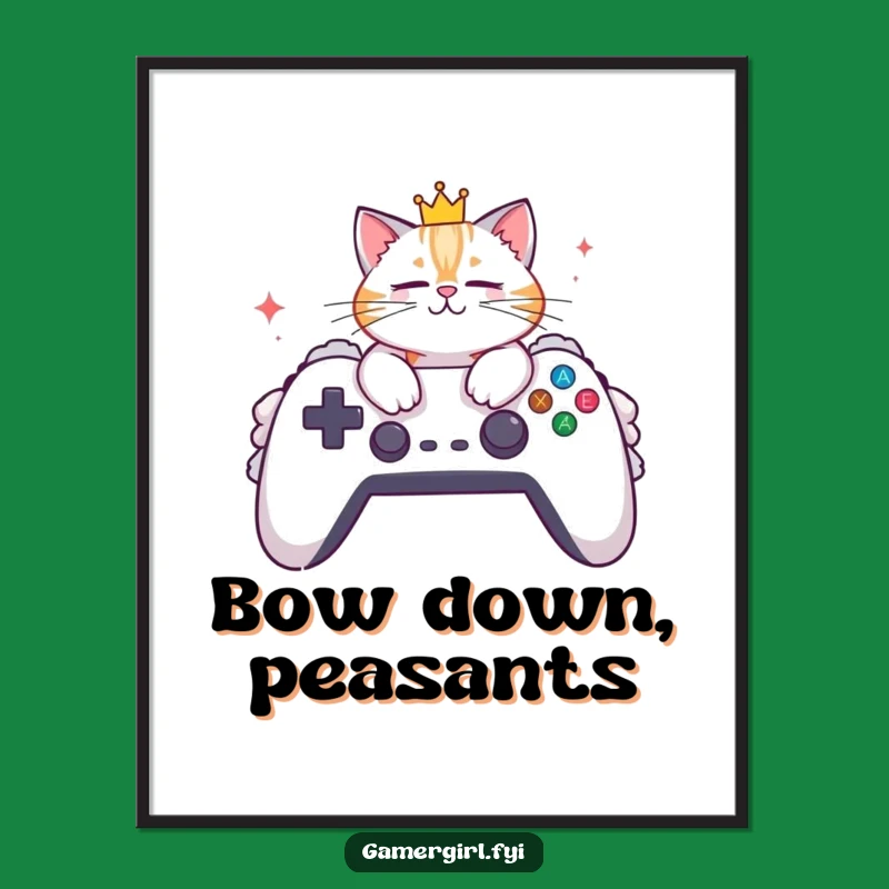 Funny Cat Poster: Royal Gaming Decor - Hilarious Art for Your Ultimate Man Cave