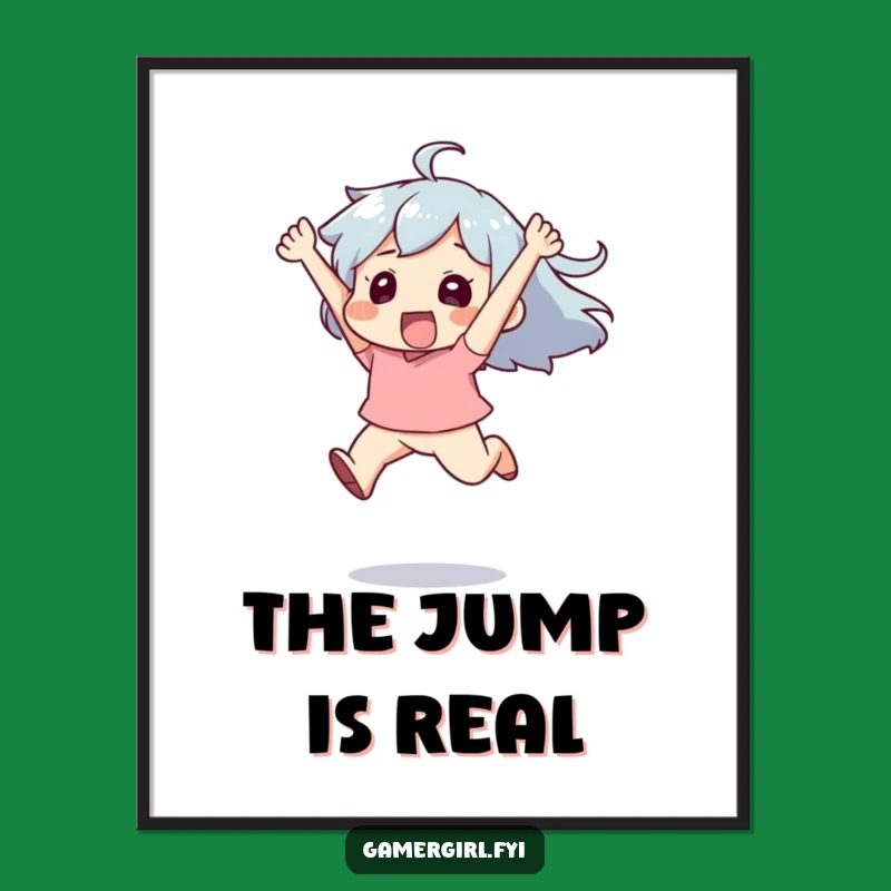 Funny Uplifting Poster - Leaping Character Art for Inspiring Walls