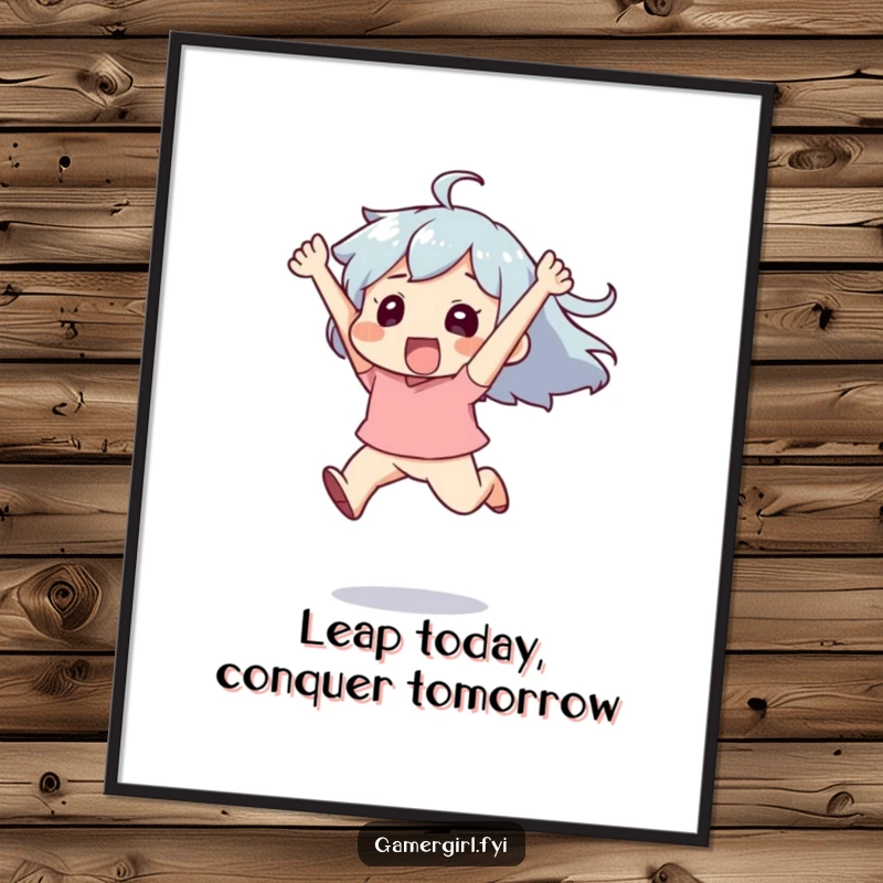 Funny Free Printable Wall Art: Character leaping high in the air with tremendous exhilaration and happiness.