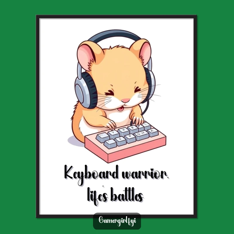 Free Printable Wall Art: Funny Hamster Typing, Downloadable Home Decor Gift