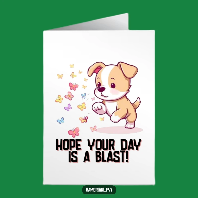 Free Printable Birthday Card: Puppy Herding Pixels, Funny Downloadable Gift