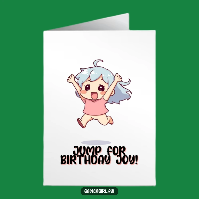 Free Printable Birthday Card: Exhilarated Leaping Character, Fun Downloadable Gift