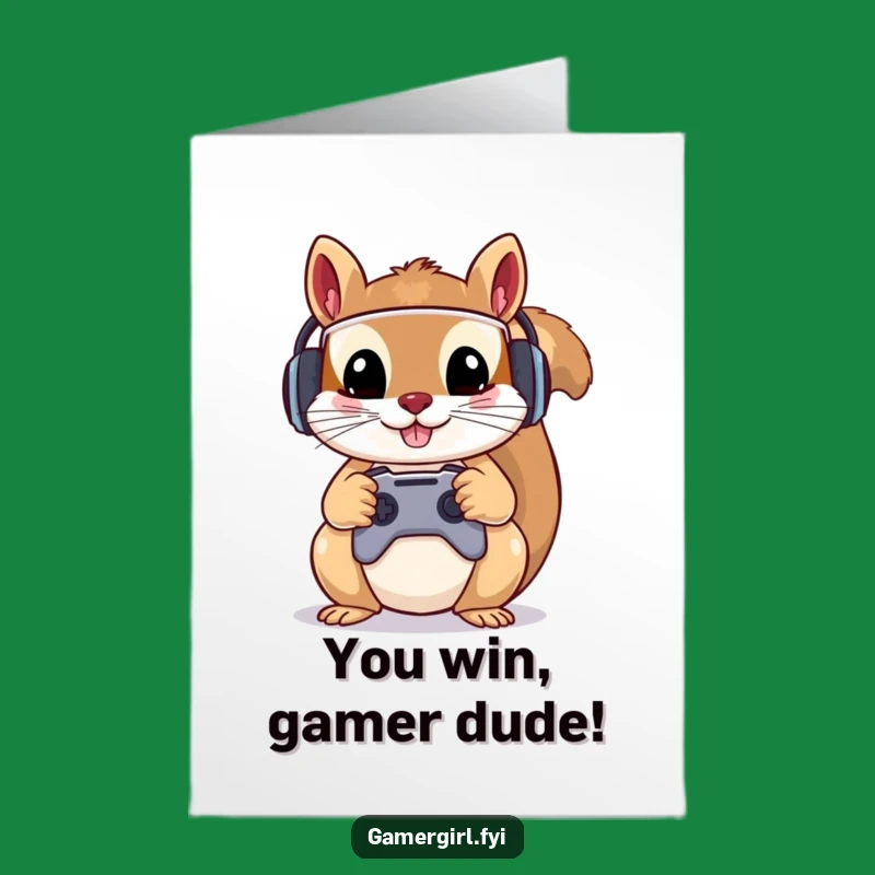 Free Printable Congrats Card: Squirrel's Victory Royale, Funny Downloadable Gift