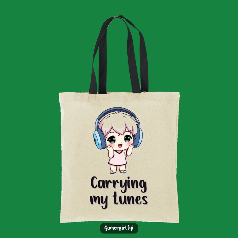 Funny Music Tote Bag - Grooving Headphone Individual for Style